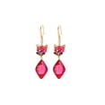 thumbnail image 2 of Goldtone Pink Crystal Cat Drop Earrings, 2 of 2