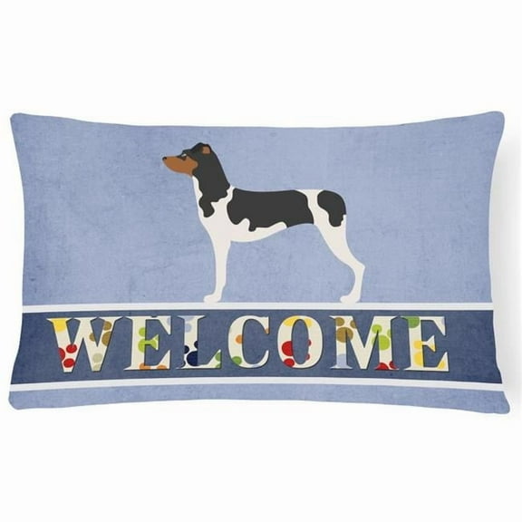 Carolines Treasures BB8315PW1216 Brazilian Terrier Welcome Canvas Fabric Decorative Pillow, Blue, 12H x16W, multicolor