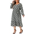 thumbnail image 4 of Vestido de mujer de talla grande Agnes Orinda, estampado floral bohemio, cuello en V, manga larga, dobladillo con volantes, largo, 2X, negro, 4 of 6