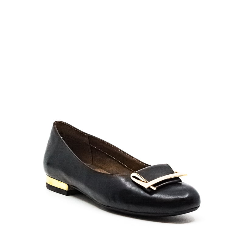 Wide Leather Flats | Black 