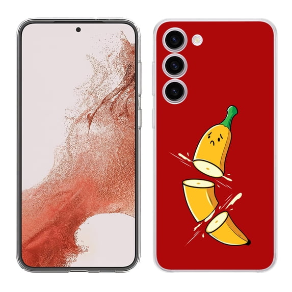 TalkingCase Slim Phone Case Compatible for Samsung Galaxy S23 2023, Cartoon Cute Banana Print, w/ Tempered Glass Screen Protector, Lightweight, Flexible, Print in USA