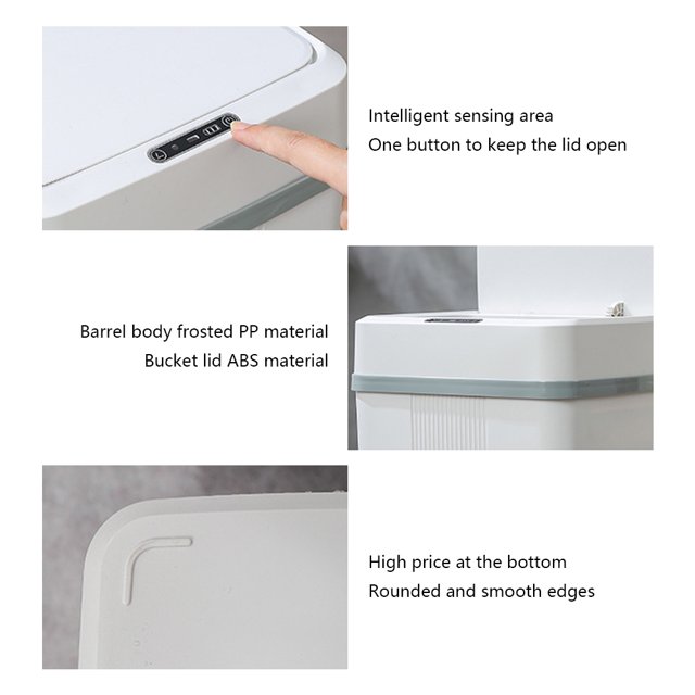 Cubo de basura automático de 16 l, recargable, resistente al agua, unidad de eliminación de basura (P) Ndcxsfigh Libre de BPA