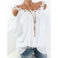 thumbnail image 2 of Ichuanyi Womens Tops, Summer Clearance Women Plus Size Strapless Lace Patchwork Short Sleeve O-Neck T-Shirt Blouse, 2 of 5