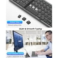 thumbnail image 4 of KOMI Foldable Bluetooth Keyboard, Folding Wireless Portable Keyboard with Touchpad & Number Pad, Multi-Device Rechargeable Travel Keyboard for Windows iOS Android Tablet/Smartphone/Laptop/PC, Gray, 4 of 9