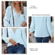 thumbnail image 5 of Jersey de encaje con costura, cuello en V, mangas largas abombadas, Top informal cómodo de gasa para mujer, 5 of 7