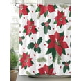 thumbnail image 2 of Xmas Flowers Shower Curtain Set ，Waterproof Fabric Shower Curtains Green Red Christmas Poinsettias Pine Leaf Fruits Shower Curtains for Bathroom,Bathroom Decor 72"x72", 2 of 6