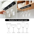 thumbnail image 5 of Wine Glass Rack Hanger,Under Shelf Cabinet Glasses Rack for Home,Kitchen,Bar,Plastic Stemware Rack,Glasses Storage Holder,2 Sets of Cup Organizer,Black, 5 of 9