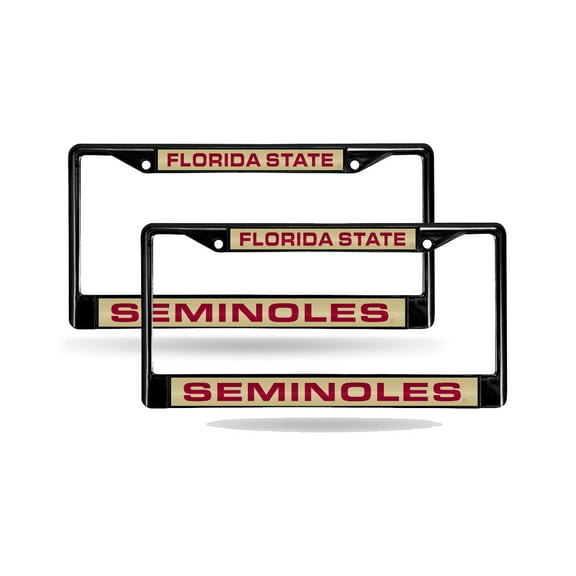 Florida-St-FSU-Seminole's Black Metal (Set of 2) Laser Cut License Plate Frames