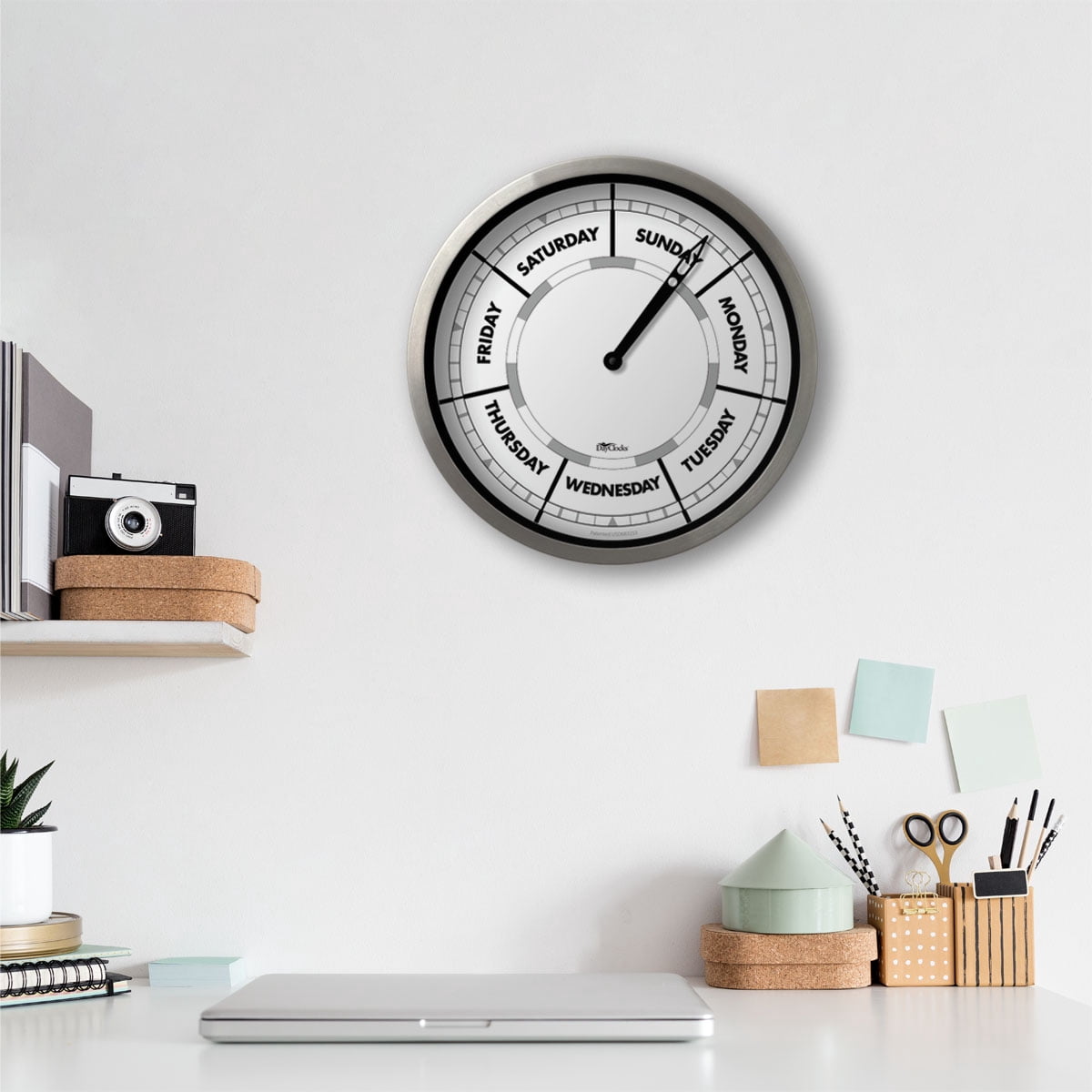 DayClocks Day-of-the-Week Wall Clock with 10" Aluminum Frame