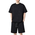 thumbnail image 2 of SOOMLON Young Mens Workout Sets Big and Tall Crew Neck Viscose Shirts Lightweight Shorts Short Sleeve Clothing Set, 2 of 6