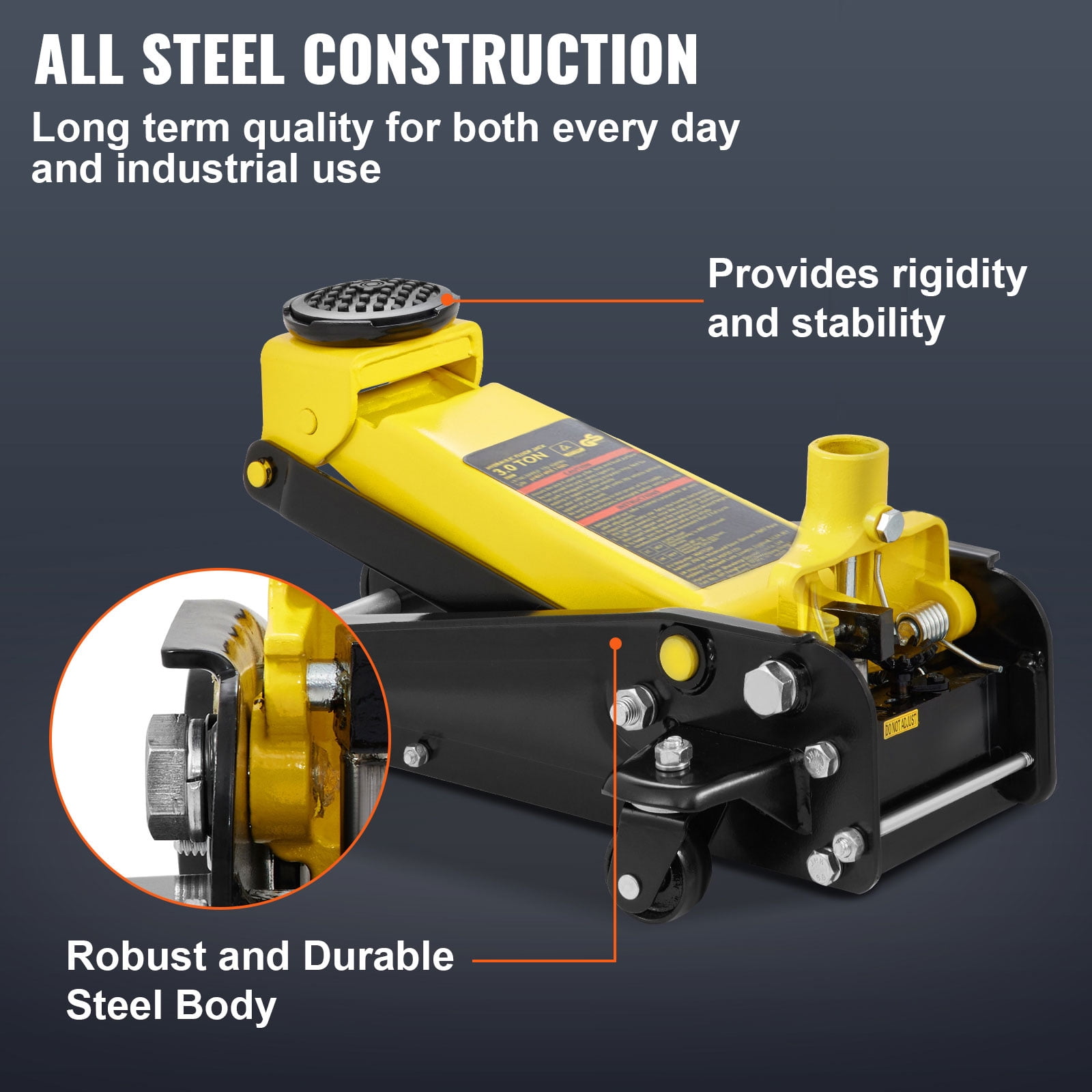 KFFKFF Low Profile Floor Jack, 3 Ton Capacity, Durable Steel Construction Racing Jack, Equipped with Efficient Single Piston Quick Elevating Pump, Adjustable Height from 5.12 inches to 20 inches