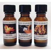 3 Bottles Set, 1 Fireside, 1 Toasted Marshmallow, 1 Campfire 1/2 Fl Oz Each 15ml Premium Grade Scented Fragrance Oils By Crazy