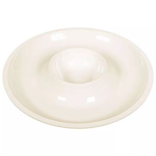Creamy White Melamine Beaded Chip & Dip Tray