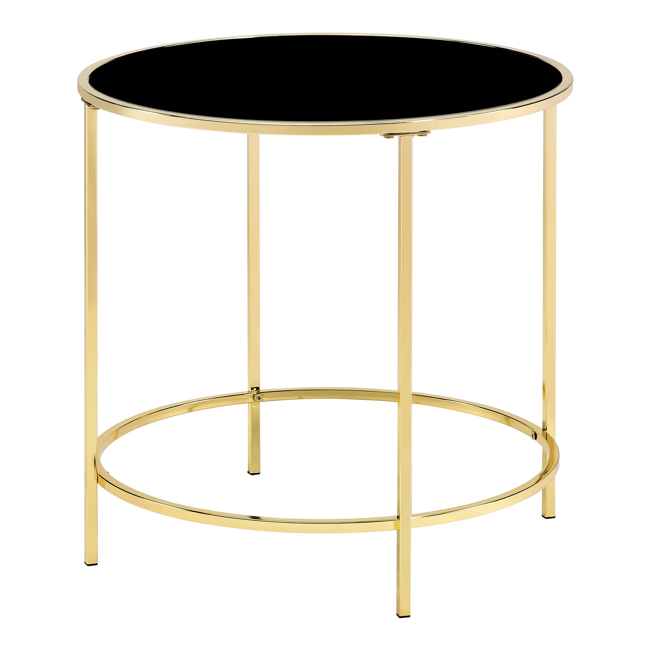 Furniture of America Harre Glass Top Side Table, Gold