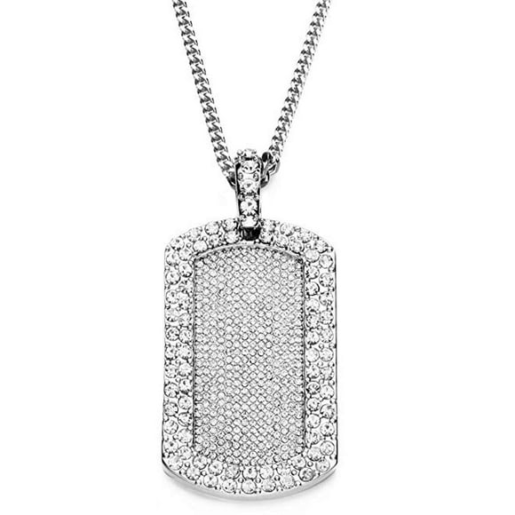 Ice City Dog Tag Necklace for Men, Sterling Silver Military Dog Tags, Ball Chain Necklace - 27 Inches