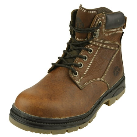 - NCAA Men's Iowa Hawkeyes Rounded Steel Toe Lace Up Leather Work Boots - Brown