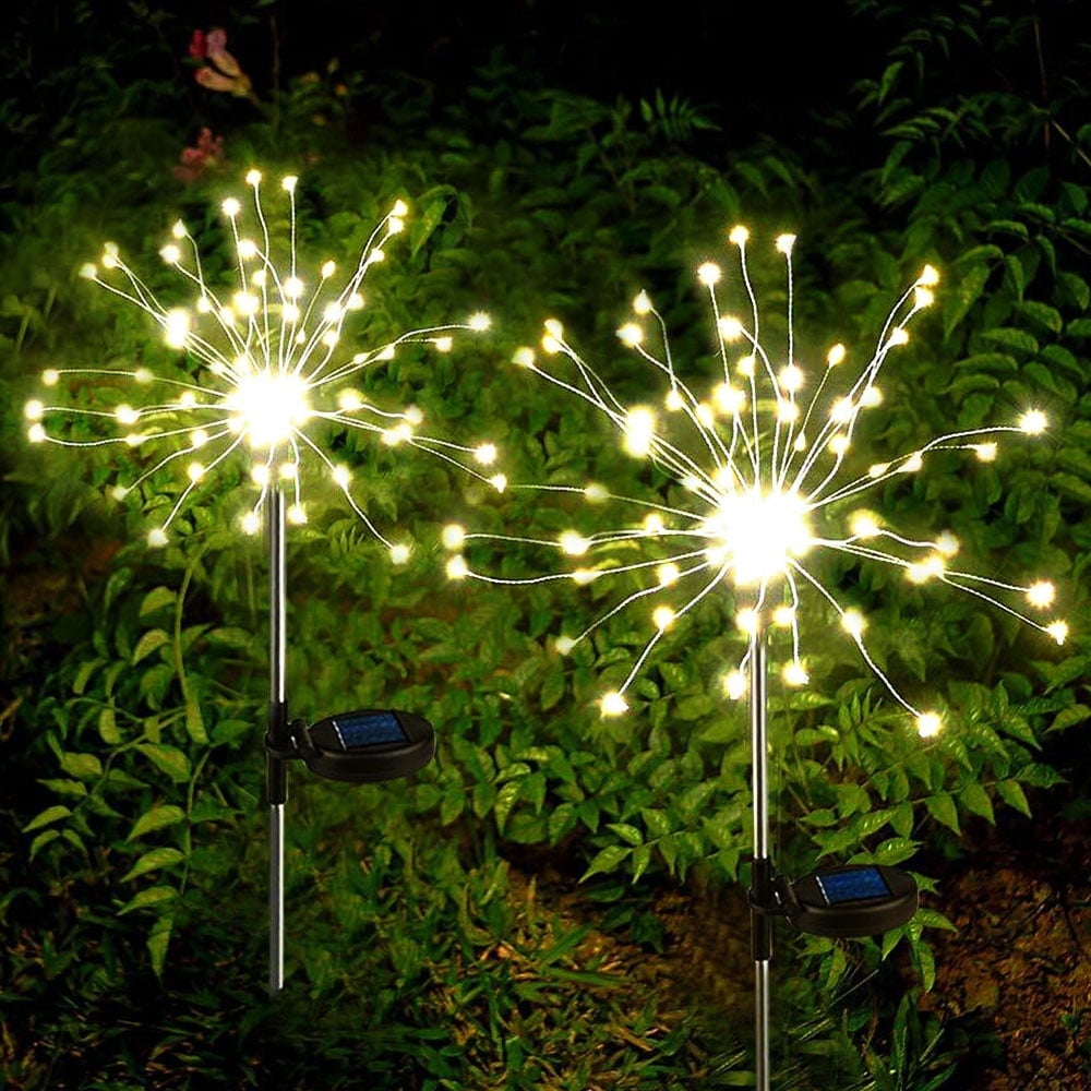 EASTIN Solar Firework Silver String Lights  Fairy Bouquet Dandelion Lights Starburst Lights Twinkle Garden Stake Light for Christmas Home Patio Outdoor Garden Decoration