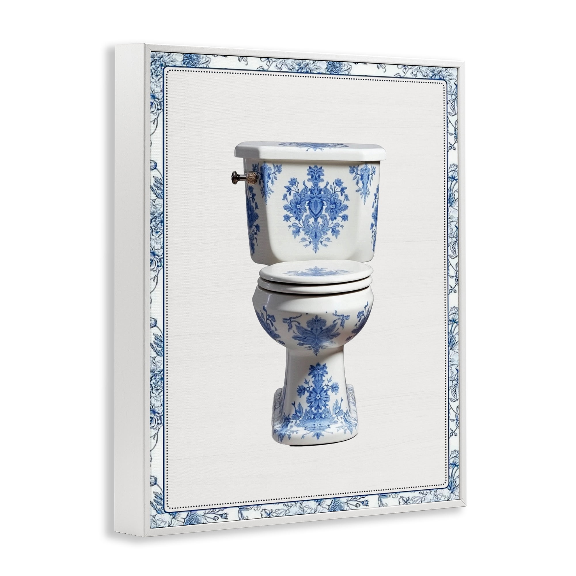 Vintage Chinoiserie Toilet White Framed Giclee Art, design by Lettered and Lined