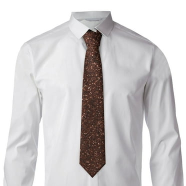 Goofa Dark Brown Glitter Pattern Men's Necktie Classic Silk Tie Woven Jacquard Neck Ties Necktie for Business and Wedding Formal Neckties