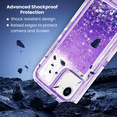 thumbnail image 4 of Entronix Heavy Duty Case Compatible with iPhone 16E, Liquid Glitter Back Cover, Purple, 4 of 8
