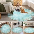 thumbnail image 5 of Coastal Round Area Rug 7Ft Washable Circle Rugs for Dorm Laundry Room, Summer Nautical Beach Coral Starfish Blue Ombre Non-Slip Carpet Floor Mats Indoor Outdoor Carpet Runner Aesthetic Home Decor, 5 of 8