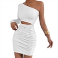 thumbnail image 2 of Vestido Mini de Cóctel con Volantes y Larga para Mujer, Moda 2025, con Hombros Descubiertos y Caderas Estrechas. XS, 2 of 10