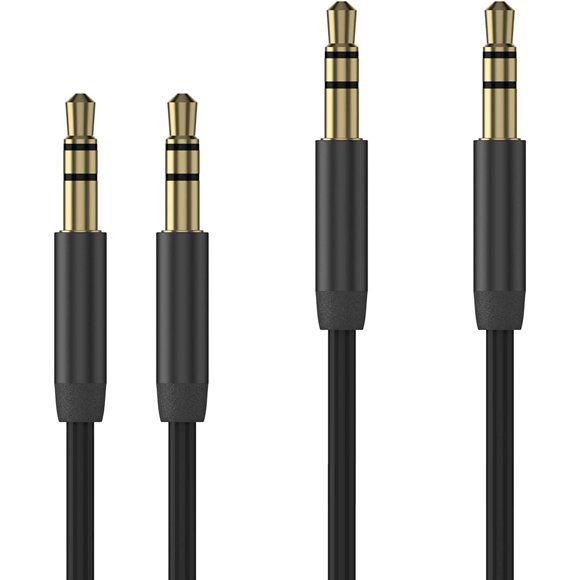 Aux Cable 3.5mm Audio Cord for Car (2 Pack) by TalkWorks | 6ft Heavy Duty Metallic Male to Male Jack Auxiliary Cord