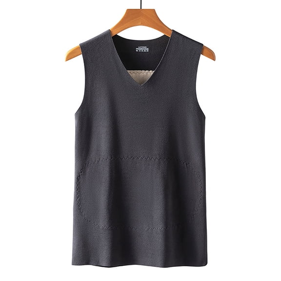 Tnhcen Men's Thermal Vests No Stitch Fleece Lined Double Sided Brushed Fleece Warm Sleeveless Base Layer Top Stretchy Soft Slim Fit Sleepwear Undershirt L - 4XL