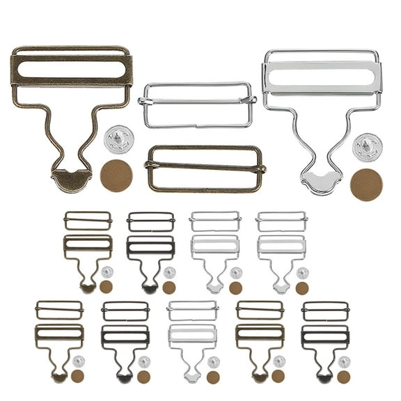 Toyvian 12Sets Metal Suspender Buckles Adjustable Overalls Clasp Kit for Denim Pants Repair