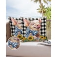thumbnail image 6 of Pack of 2 Outdoor Pillow Covers, Farm Pig Sunflower Wood Black and White Buffalo Plaid Waterproof Square Throw Pillowcase Cushion Decorative Pillow Covers for Couch Patio Tent, 18x18 in, 6 of 6