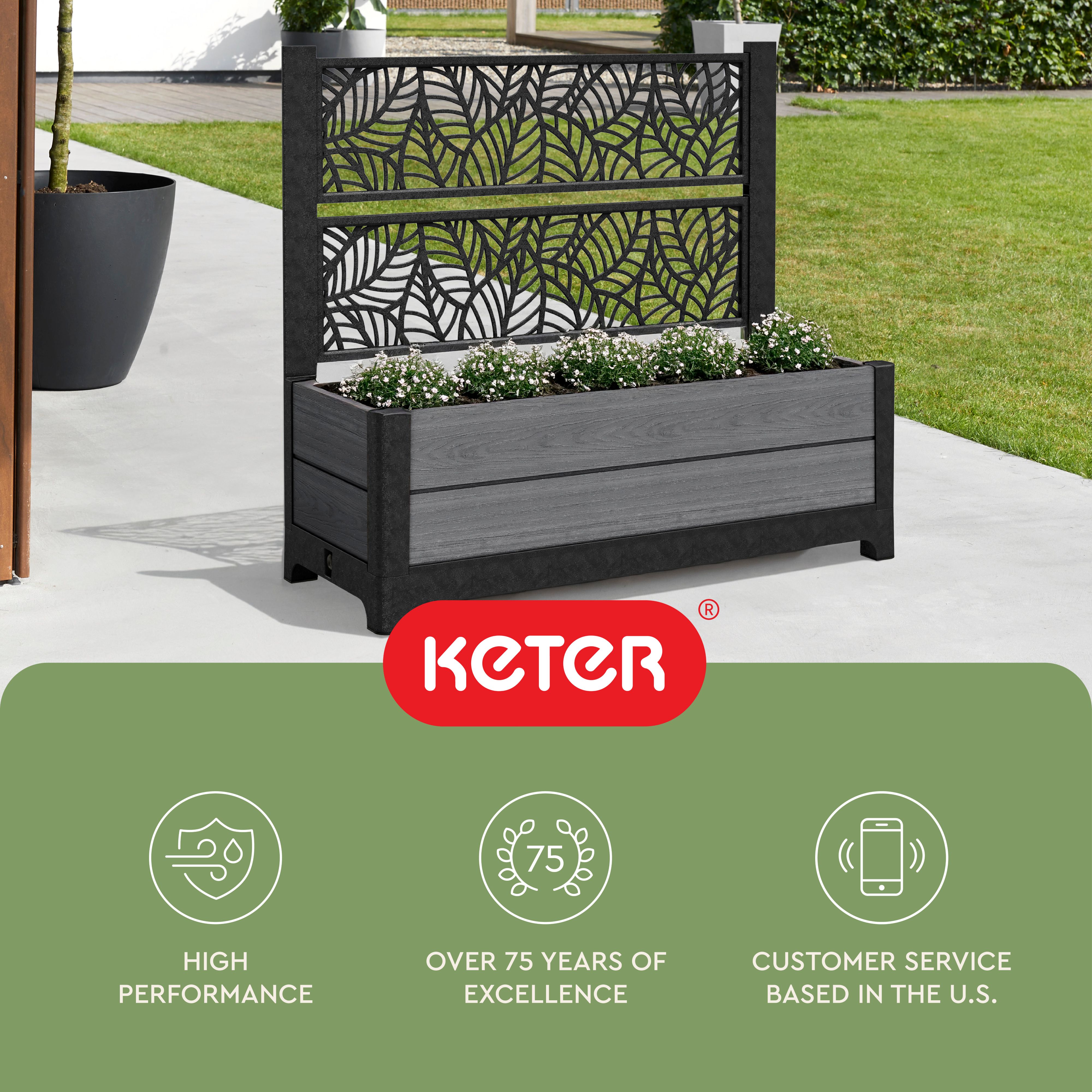 Keter Tulip Screen Planter - Perfect for Growing Fresh Vegetables, Flowers and Herbs, Gray