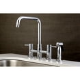 thumbnail image 2 of Kingston Brass KS8281DLBS Concord Two-Handle 4-Hole Deck Mount Bridge Kitchen Faucet with Brass Side Sprayer in Polished Chrome, 2 of 10