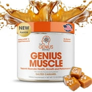 Natural Lean Muscle & Muscle Mass Supplement- Anabolic Testosterone Booster Powder, Salted Caramel Genius Muscle by the Genius Brand