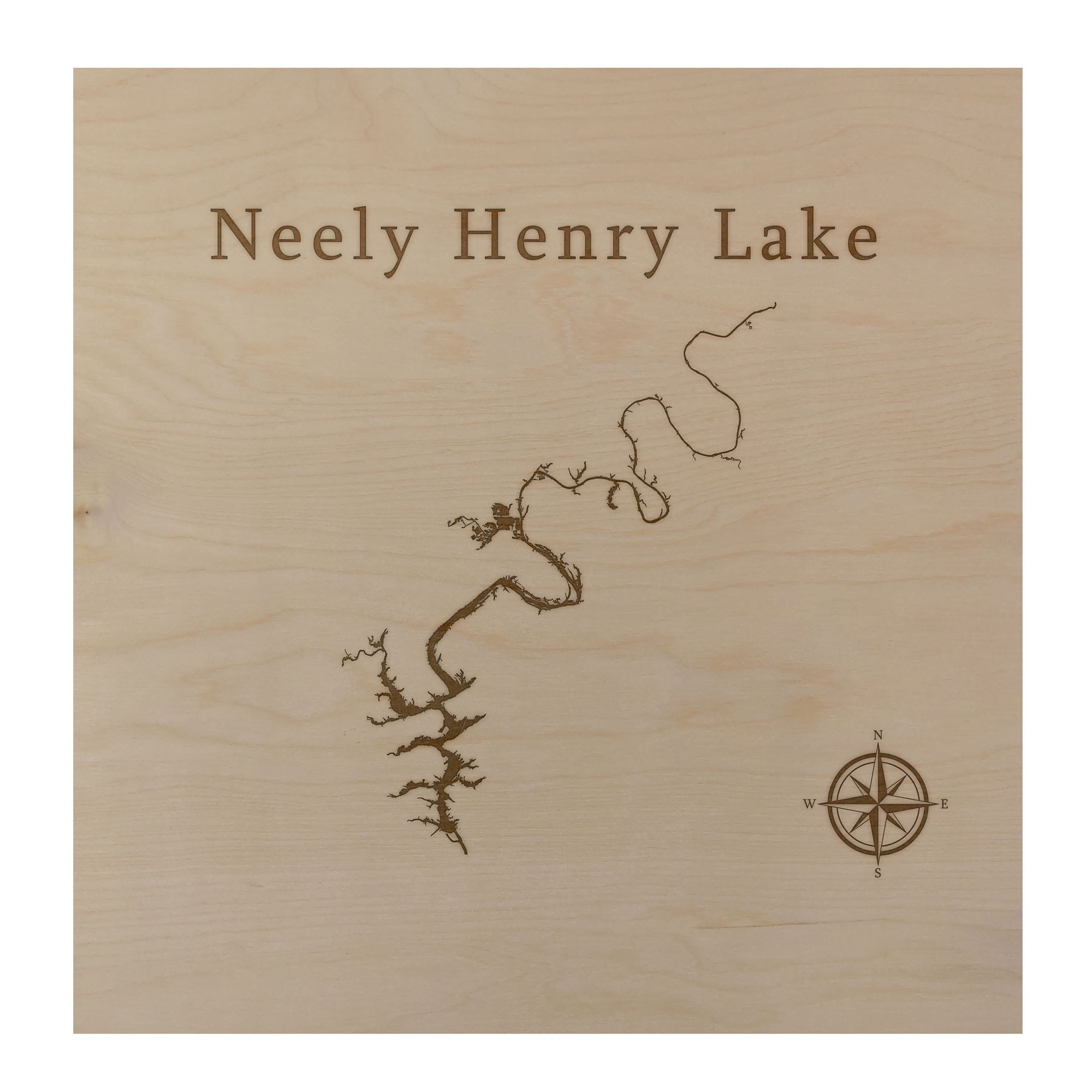 Neely Henry Lake Map 24x24" Wood Wall Art Office Decor Gift Engraved