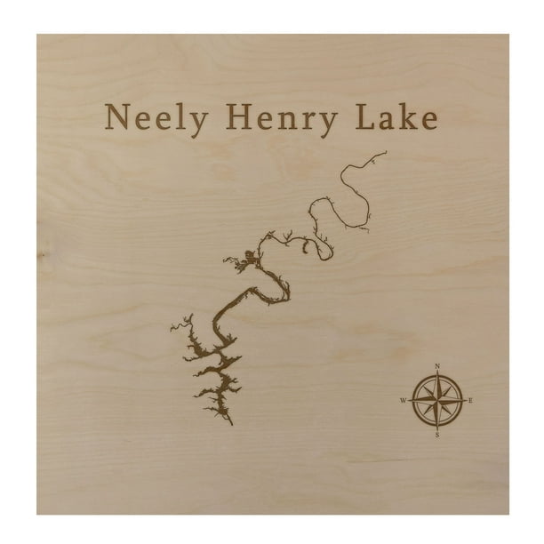 Neely Henry Lake Map Neely Henry Lake Map 12X12" Birch Wood Wall Art Office Decor Gift Engraved  Alabama - Walmart.com
