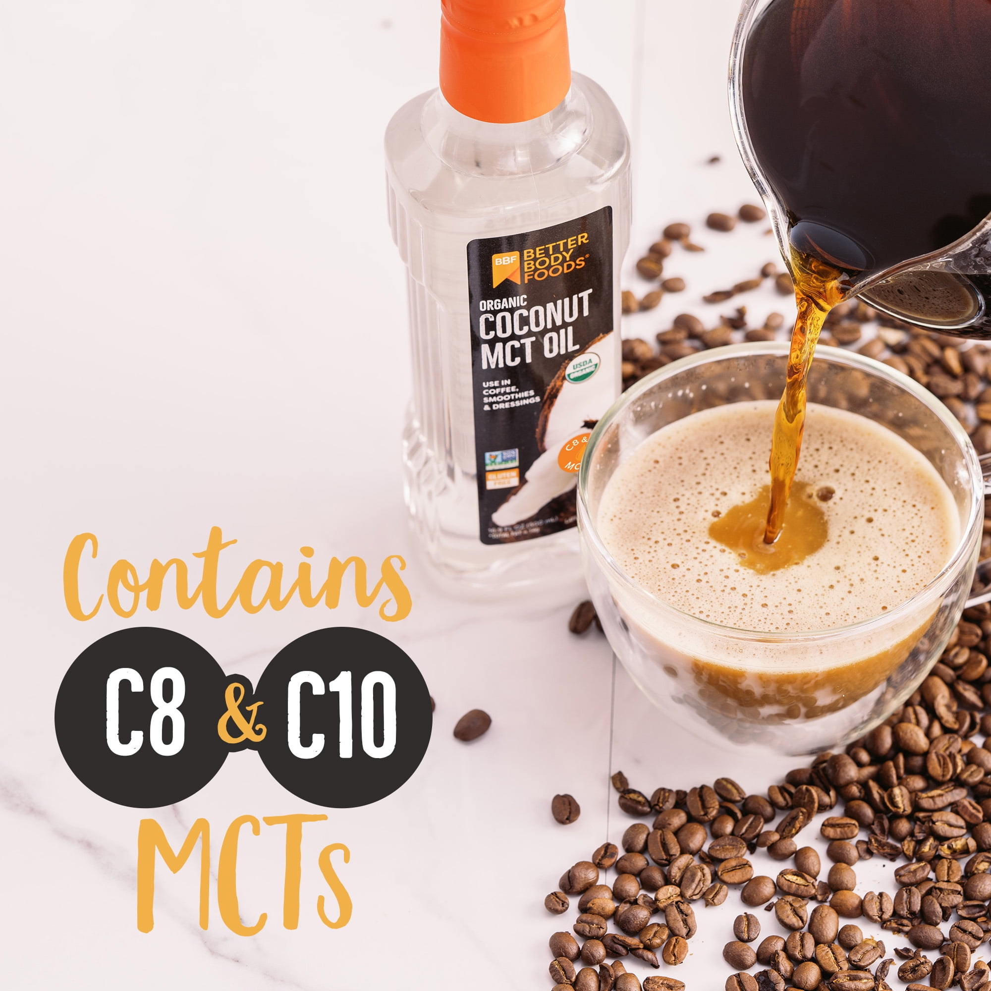 (2 pack) BetterBody Foods MCT Oil Concentrated MCTs from Organic Coconut Oil, 500ml