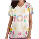 thumbnail image 1 of Camiseta de manga corta con cuello en V y estampado de mujer con estilo Blusa suelta con estampado OAVQHLG3B Store  lin121212, 1 of 4