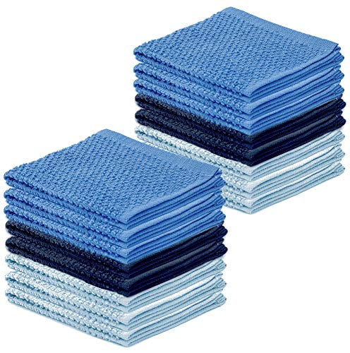 6 Pack 40 x 71 cm Blue Polyte Premium Microfibre All-purpose Ribbed Terry Kitchen Tea Towel 