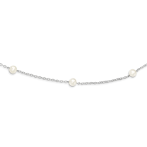 Primal Silver Sterling Silver Rhodium-plated 7-8mm White Freshwater Cultured Pearl with 2-inch Extension Necklace