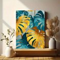 thumbnail image 6 of Gold Teal Monstera Leaf Canvas Wall Art，Elegant Decor for Living Room Bedroom Office Hotel, 6 of 8