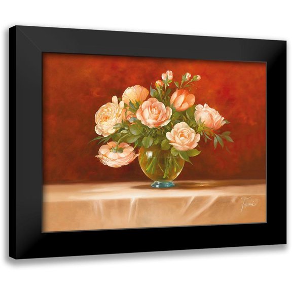 Fasani 14x11 Black Modern Framed Museum Art Print Titled - ROSES ABSTRACT I