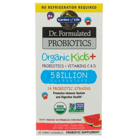 Garden of Life  Dr  Formulated Probiotics  Organic Kids   Probiotics   Vitamins C   D  5 Billion  Tasty Organic Watermelon  30 Yummy