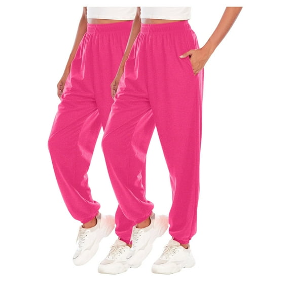 Zkozptok Women's Baggy Sweat Pants 2 Pack High Waist Cinch Bottom Joggers Classic Casual Sports Sweatpants with Pockets