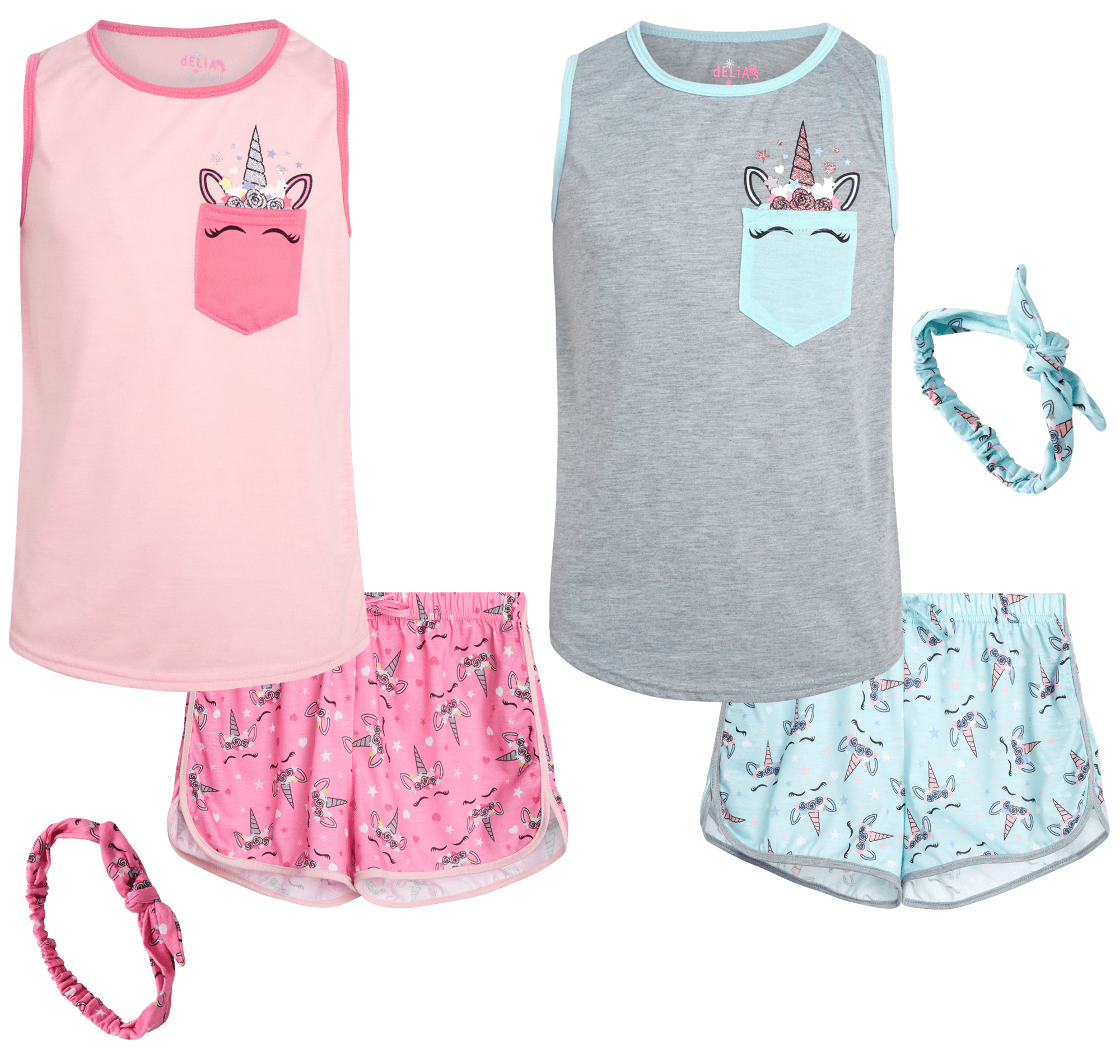 dELiA*s Girls' Pajamas Shorts Set - 4 Piece Sleepwear T-Shirt and ...