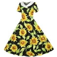 thumbnail image 3 of Avrntaa Little Girls Short Sleeve Dress Summer Cute Sunflower Print Maxi Dresses Flowy Ruffle A-Line Dress for 5-14Y, 3 of 6