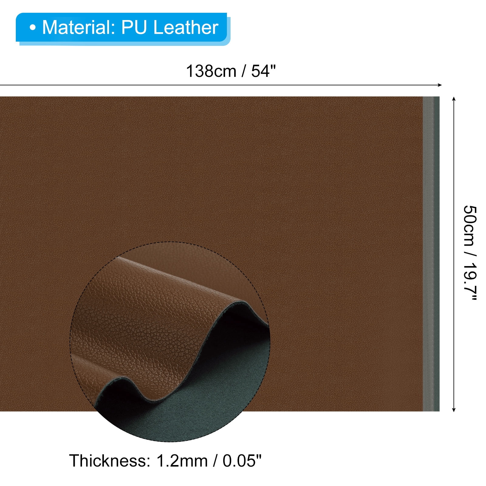 Uxcell 54x19.7x0.05 Inch PU Leather Book Cloth, Soft Colored Faux PU Leather Sheets, Coffee Color