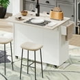 thumbnail image 4 of DEALTOPS Kitchen Island with Trash Can Storage Cabinet, Kitchen Cart with Drop Leaf, Spice Rack, Towel Rack and Drawer, Rolling Kitchen Island on Wheels with Adjustable Shelf-White, 4 of 12
