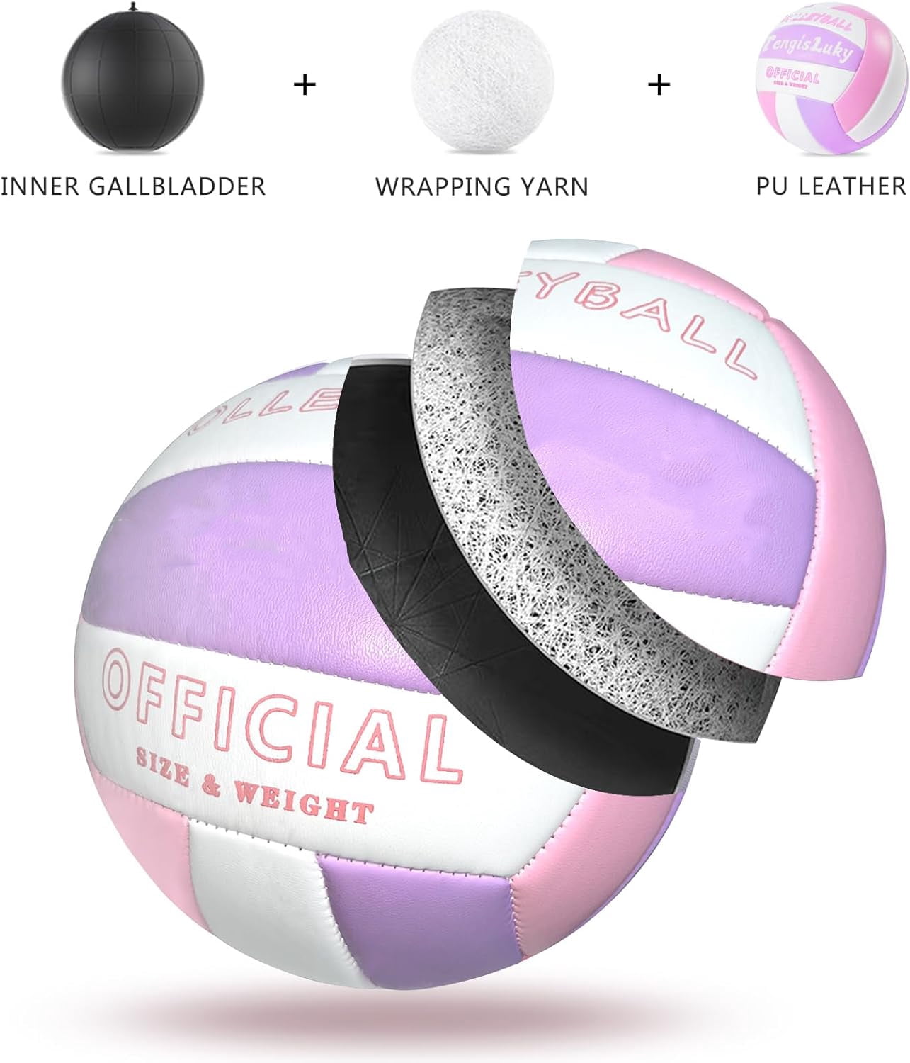Soft Touch Volleyball Kit - PU Leather Volleyball for Outdoor Indoor Play Beach Game Gym Training Practice with Pump