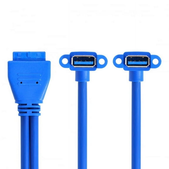 Chenyang CY Up Angled USB 3.0 A Type Dual Female to Motherboard 20Pin 19 Pin Box Header Slot Panel Mount Cable 50cm Cable