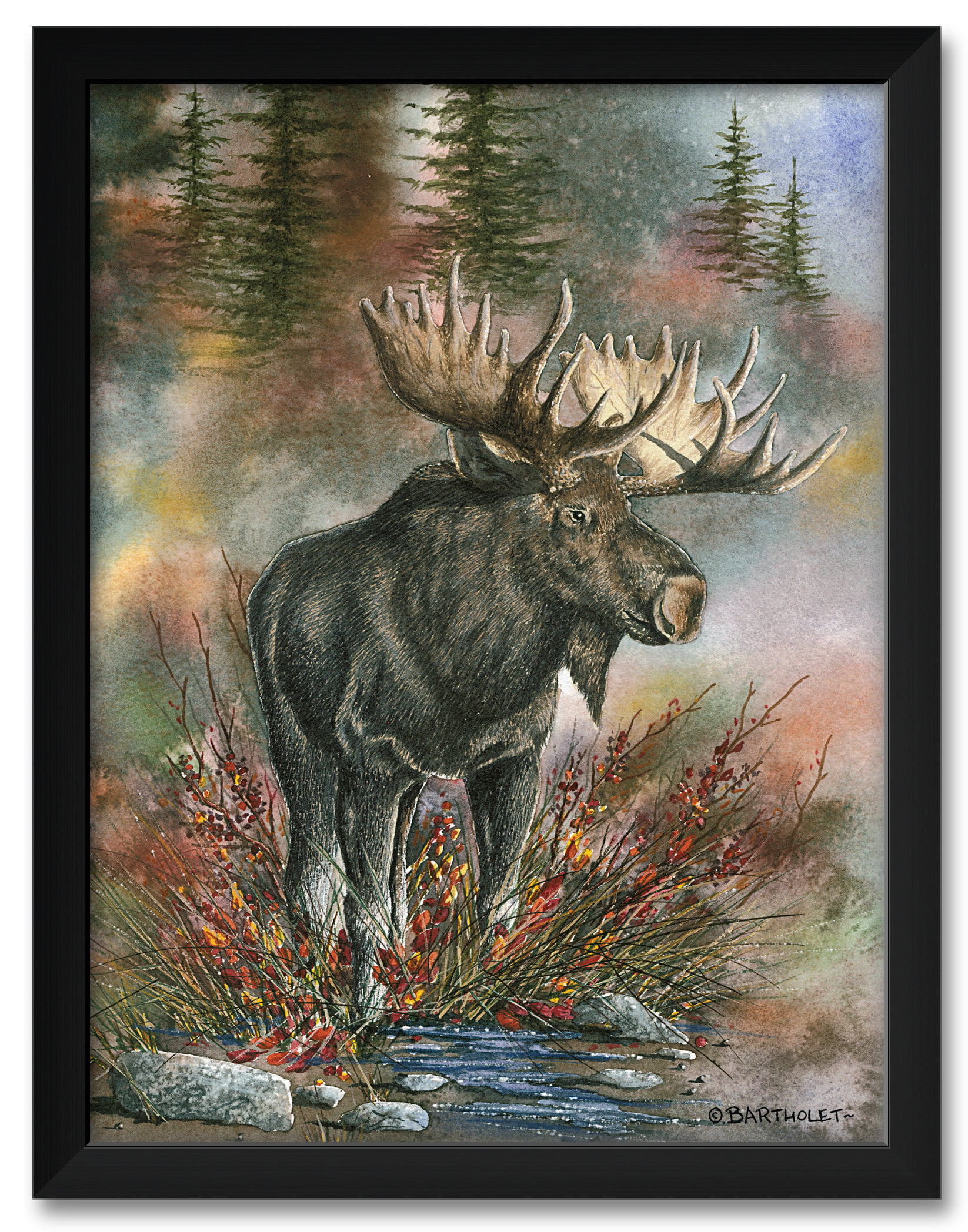 stag moose elk pop art abstract limited edition canvas print 20" x 20" 